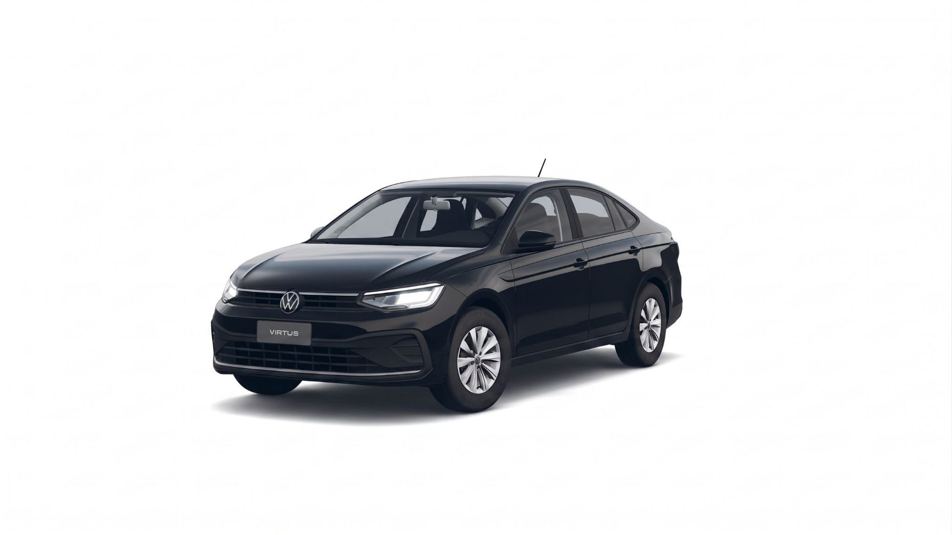 Volkswagen Virtus Trendline — Virtus negro frontal en estudio