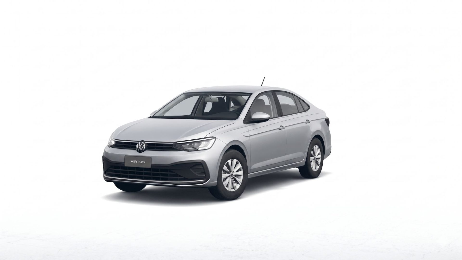 Volkswagen Virtus Trendline — Virtus plateado frontal en estudio